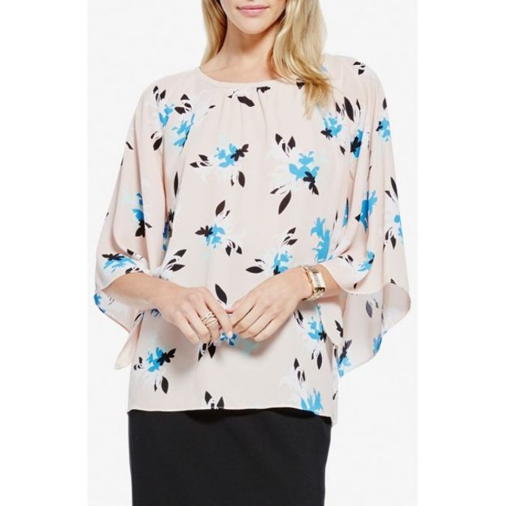 Vince Camuto Flutter Sleeve Print Blouse - image 1